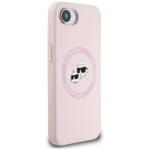 Karl Lagerfeld Nakładka HC MagSafe Silicone Double Heads do iPhone 16e Różowa