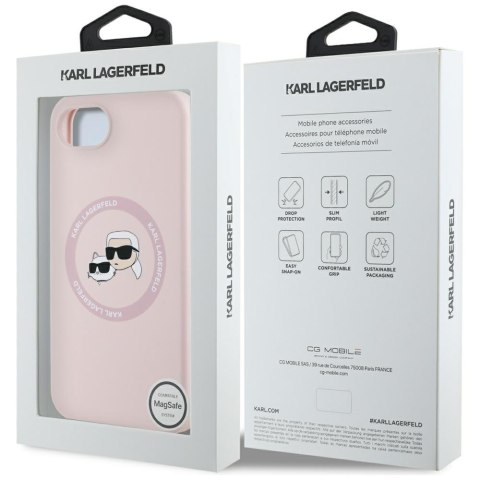 Karl Lagerfeld Nakładka HC MagSafe Silicone Double Heads do iPhone 16e Różowa