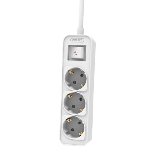 Przedłużacz sieciowy PHILIPS listwa zasilająca 3 gniazda Schuko 1,5m 10A biała