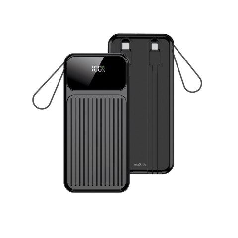 Maxlife power bank z wbudowanymi kablami MXPB-06 PD QC 22,5W 10000 mAh czarny