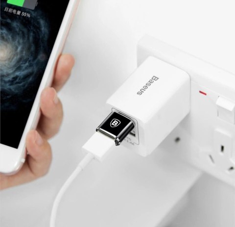 Adapter Baseus Mini przejściówka z USB-A na USB-C OTG - czarny Adapter Baseus Mini przejściówka z USB-A na USB-C OTG - czarny
