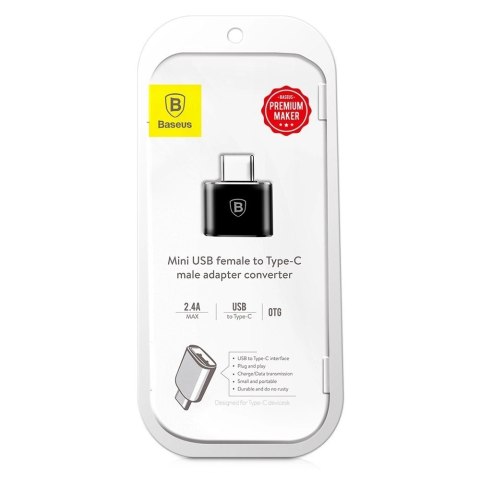 Adapter Baseus Mini przejściówka z USB-A na USB-C OTG - czarny Adapter Baseus Mini przejściówka z USB-A na USB-C OTG - czarny
