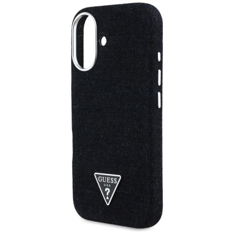 Guess Nakładka HC MagSafe FW Denim Triangle Logo do iPhone 16 Czarna Guess Nakładka HC MagSafe FW Denim Triangle Logo do iPhone 16 Czarna