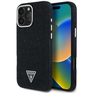 Guess Nakładka HC MagSafe FW Denim Triangle Logo do iPhone 16 Pro Max Czarna