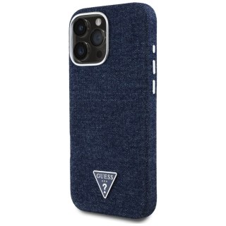 Guess Nakładka HC MagSafe FW Denim Triangle Logo do iPhone 16 Pro Max Niebieska