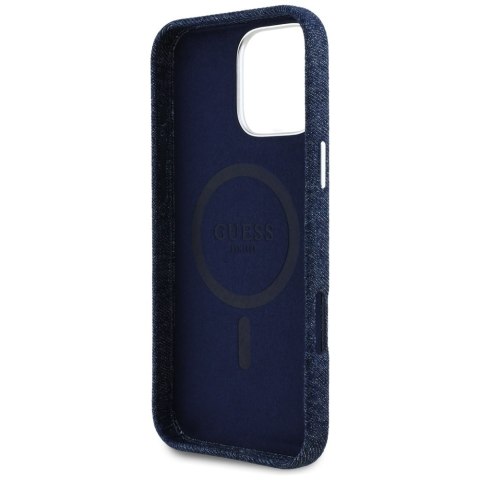 Guess Nakładka HC MagSafe FW Denim Triangle Logo do iPhone 16 Pro Max Niebieska Guess Nakładka HC MagSafe FW Denim Triangle Logo do iPhone 16 Pro Max Niebieska