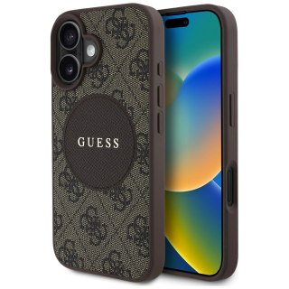Guess Nakładka HC MagSafe PU 4G Circle with Classic Logo do iPhone 16 Brązowa