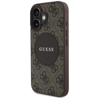 Guess Nakładka HC MagSafe PU 4G Circle with Classic Logo do iPhone 16 Brązowa