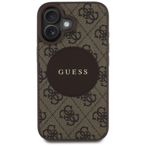 Guess Nakładka HC MagSafe PU 4G Circle with Classic Logo do iPhone 16 Brązowa Guess Nakładka HC MagSafe PU 4G Circle with Classic Logo do iPhone 16 Brązowa