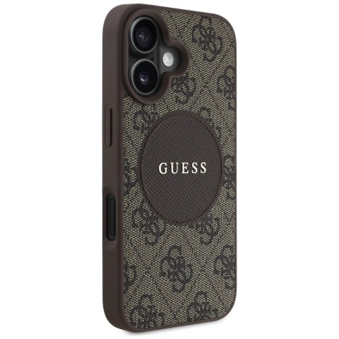Guess Nakładka HC MagSafe PU 4G Circle with Classic Logo do iPhone 16 Brązowa Guess Nakładka HC MagSafe PU 4G Circle with Classic Logo do iPhone 16 Brązowa