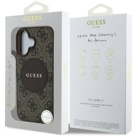 Guess Nakładka HC MagSafe PU 4G Circle with Classic Logo do iPhone 16 Brązowa Guess Nakładka HC MagSafe PU 4G Circle with Classic Logo do iPhone 16 Brązowa