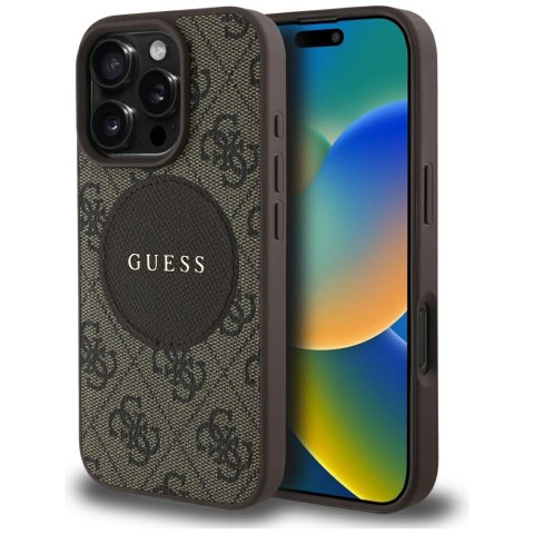 Guess Nakładka HC MagSafe PU 4G Circle with Classic Logo do iPhone 16 Pro Brązowa Guess Nakładka HC MagSafe PU 4G Circle with Classic Logo do iPhone 16 Pro Brązowa