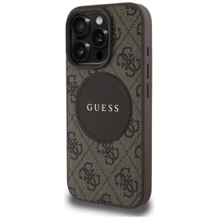 Guess Nakładka HC MagSafe PU 4G Circle with Classic Logo do iPhone 16 Pro Brązowa