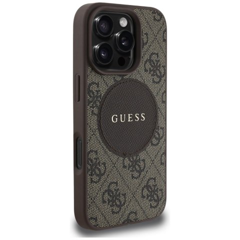Guess Nakładka HC MagSafe PU 4G Circle with Classic Logo do iPhone 16 Pro Brązowa Guess Nakładka HC MagSafe PU 4G Circle with Classic Logo do iPhone 16 Pro Brązowa