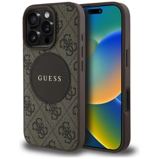 Guess Nakładka HC MagSafe PU 4G Circle with Classic Logo do iPhone 16 Pro Max Brązowa