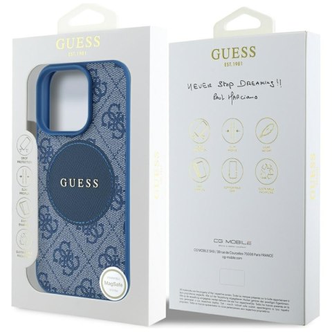 Guess Nakładka HC MagSafe PU 4G Circle with Classic Logo do iPhone 16 Pro Niebieska Guess Nakładka HC MagSafe PU 4G Circle with Classic Logo do iPhone 16 Pro Niebieska