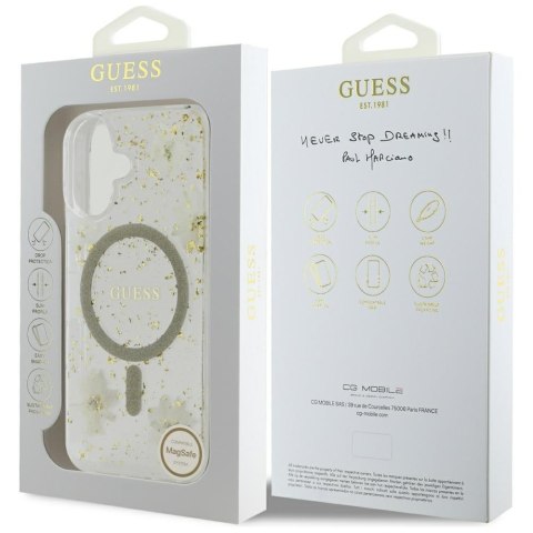 Guess Nakładka HC MagSafe Resin Flowers and Glitter do iPhone 16 Beżowa Guess Nakładka HC MagSafe Resin Flowers and Glitter do iPhone 16 Beżowa