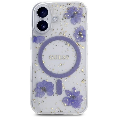 Guess Nakładka HC MagSafe Resin Flowers and Glitter do iPhone 16 Fioletowa Guess Nakładka HC MagSafe Resin Flowers and Glitter do iPhone 16 Fioletowa