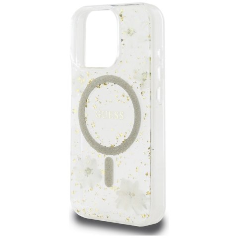 Guess Nakładka HC MagSafe Resin Flowers and Glitter do iPhone 16 Pro Beżowa Guess Nakładka HC MagSafe Resin Flowers and Glitter do iPhone 16 Pro Beżowa