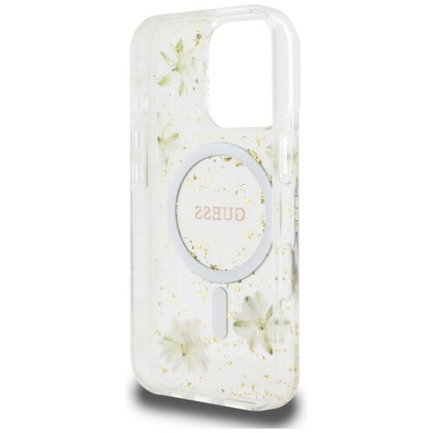 Guess Nakładka HC MagSafe Resin Flowers and Glitter do iPhone 16 Pro Beżowa Guess Nakładka HC MagSafe Resin Flowers and Glitter do iPhone 16 Pro Beżowa