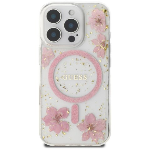 Guess Nakładka HC MagSafe Resin Flowers and Glitter do iPhone 16 Pro Max Różowa Guess Nakładka HC MagSafe Resin Flowers and Glitter do iPhone 16 Pro Max Różowa