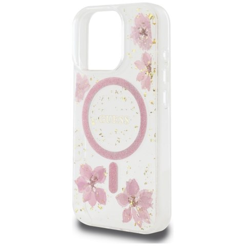 Guess Nakładka HC MagSafe Resin Flowers and Glitter do iPhone 16 Pro Max Różowa Guess Nakładka HC MagSafe Resin Flowers and Glitter do iPhone 16 Pro Max Różowa