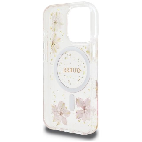 Guess Nakładka HC MagSafe Resin Flowers and Glitter do iPhone 16 Pro Max Różowa Guess Nakładka HC MagSafe Resin Flowers and Glitter do iPhone 16 Pro Max Różowa