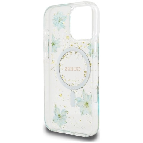 Guess Nakładka HC MagSafe Resin Flowers and Glitter do iPhone 16 Pro Max Turkusowa Guess Nakładka HC MagSafe Resin Flowers and Glitter do iPhone 16 Pro Max Turkusowa