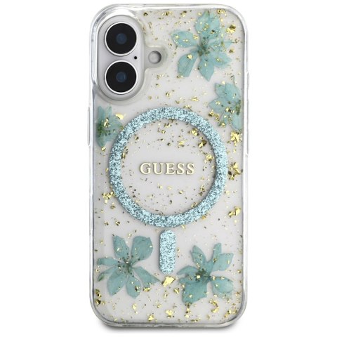 Guess Nakładka HC MagSafe Resin Flowers and Glitter do iPhone 16 Turkusowa Guess Nakładka HC MagSafe Resin Flowers and Glitter do iPhone 16 Turkusowa