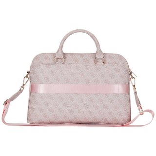 Guess torba Computer Bag 4G Zipper Pocket & Triangle Logo do laptopa 15" różowa