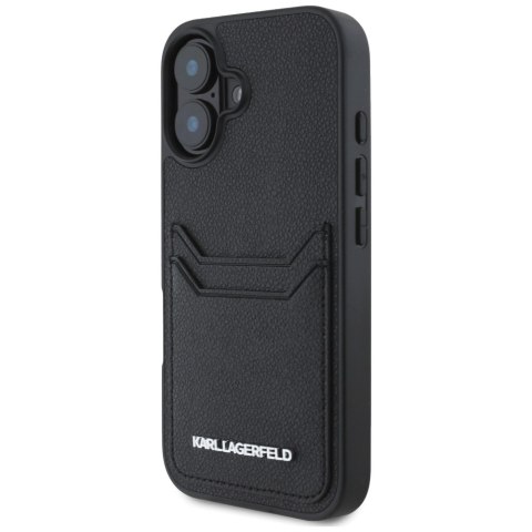 Karl Lagerfeld Nakładka HC Grained PU CardSlot Metal Elong do iPhone 16 Czarna Karl Lagerfeld Nakładka HC Grained PU CardSlot Metal Elong do iPhone 16 Czarna
