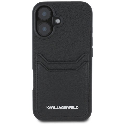 Karl Lagerfeld Nakładka HC Grained PU CardSlot Metal Elong do iPhone 16 Czarna Karl Lagerfeld Nakładka HC Grained PU CardSlot Metal Elong do iPhone 16 Czarna