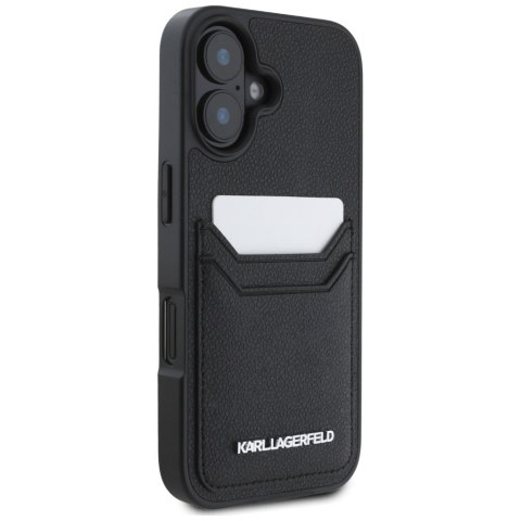 Karl Lagerfeld Nakładka HC Grained PU CardSlot Metal Elong do iPhone 16 Czarna Karl Lagerfeld Nakładka HC Grained PU CardSlot Metal Elong do iPhone 16 Czarna
