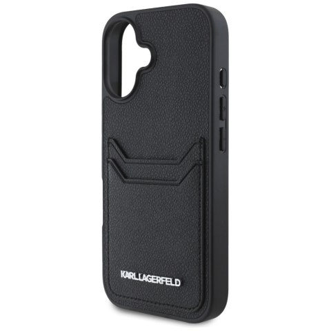 Karl Lagerfeld Nakładka HC Grained PU CardSlot Metal Elong do iPhone 16 Czarna Karl Lagerfeld Nakładka HC Grained PU CardSlot Metal Elong do iPhone 16 Czarna