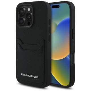 Karl Lagerfeld Nakładka HC Grained PU CardSlot Metal Elong do iPhone 16 Pro Czarna