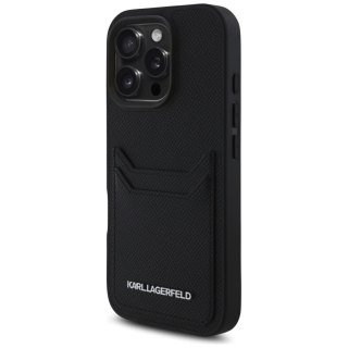 Karl Lagerfeld Nakładka HC Grained PU CardSlot Metal Elong do iPhone 16 Pro Czarna