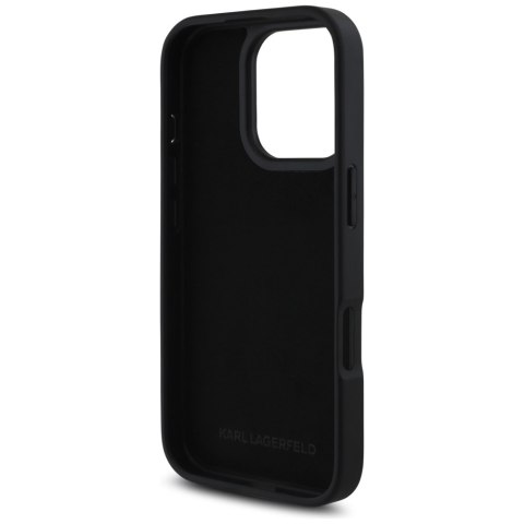 Karl Lagerfeld Nakładka HC Grained PU CardSlot Metal Elong do iPhone 16 Pro Czarna Karl Lagerfeld Nakładka HC Grained PU CardSlot Metal Elong do iPhone 16 Pro Czarna