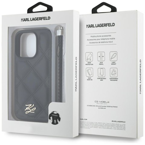 Karl Lagerfeld Nakładka HC Quilted PU Initial Logo & Chain Strap do iPhone 16 Pro Czarna