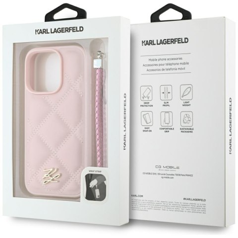 Karl Lagerfeld Nakładka HC Quilted PU Initial Logo & Chain Strap do iPhone 16 Pro Max Różowa