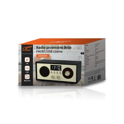 LTC przenośne radio BRDA, Bluetooth, FM, USB, 2200mAh, 10W ładowanie indukcyjne, czarno-złote LTC przenośne radio BRDA, Bluetooth, FM, USB, 2200mAh, 10W ładowanie indukcyjne, czarno-złote