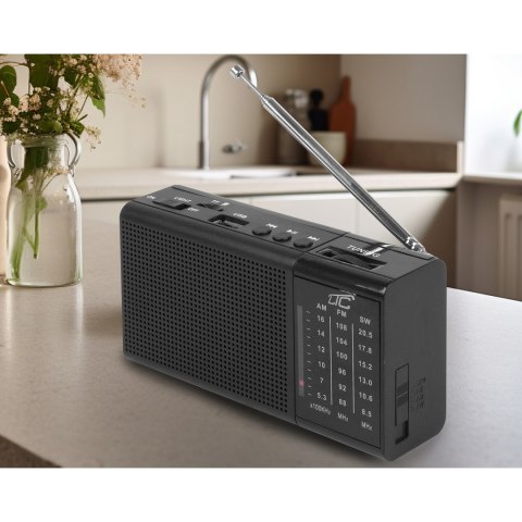 LTC przenośne radio REGA, USB, TF, AUX, mini latarka LED, czarne LTC przenośne radio REGA, USB, TF, AUX, mini latarka LED, czarne