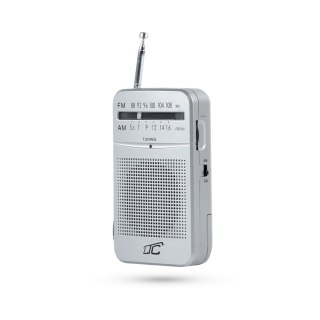 LTC przenośne radio kieszonkowe LEGA, AM/FM, mini jack, srebrne
