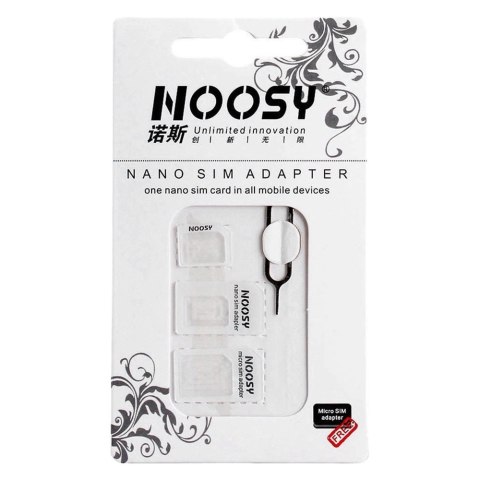 Zestaw adapterów Noosy do kart SIM + kluczyk biały Zestaw adapterów Noosy do kart SIM + kluczyk biały