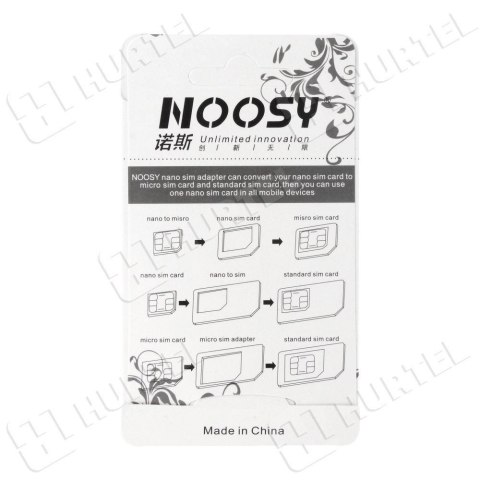 Zestaw adapterów Noosy do kart SIM + kluczyk biały Zestaw adapterów Noosy do kart SIM + kluczyk biały