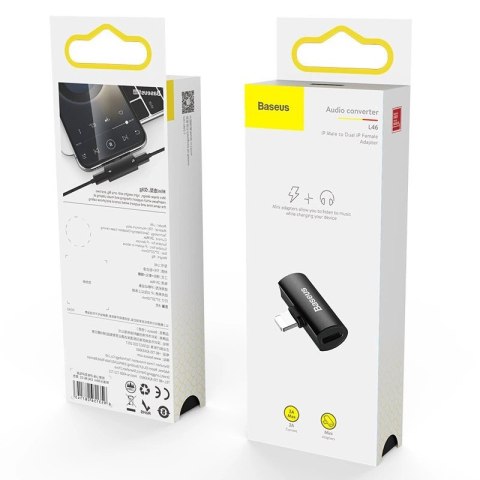 Baseus Audio Converter L46 adapter przejściówka ze złącza Lightning na 2x port Lightning czarny (CAL46-01) Baseus Audio Converter L46 adapter przejściówka ze złącza Lightning na 2x port Lightning czarny (CAL46-01)