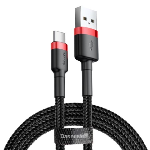 Baseus Cafule Cable wytrzymały nylonowy kabel przewód USB / USB-C QC3.0 2A 2M czarno-czerwony (CATKLF-C91) Baseus Cafule Cable wytrzymały nylonowy kabel przewód USB / USB-C QC3.0 2A 2M czarno-czerwony (CATKLF-C91)