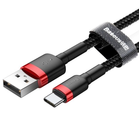 Baseus Cafule Cable wytrzymały nylonowy kabel przewód USB / USB-C QC3.0 2A 2M czarno-czerwony (CATKLF-C91) Baseus Cafule Cable wytrzymały nylonowy kabel przewód USB / USB-C QC3.0 2A 2M czarno-czerwony (CATKLF-C91)