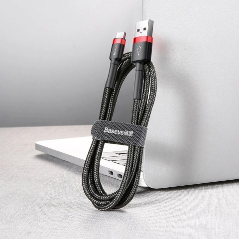 Baseus Cafule Cable wytrzymały nylonowy kabel przewód USB / USB-C QC3.0 2A 2M czarno-czerwony (CATKLF-C91) Baseus Cafule Cable wytrzymały nylonowy kabel przewód USB / USB-C QC3.0 2A 2M czarno-czerwony (CATKLF-C91)