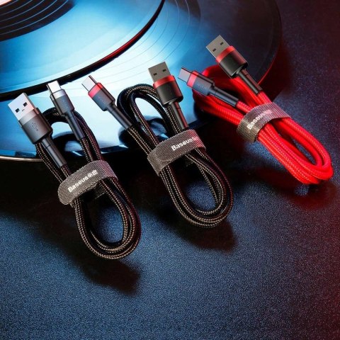 Baseus Cafule Cable wytrzymały nylonowy kabel przewód USB / USB-C QC3.0 2A 2M czarno-czerwony (CATKLF-C91) Baseus Cafule Cable wytrzymały nylonowy kabel przewód USB / USB-C QC3.0 2A 2M czarno-czerwony (CATKLF-C91)