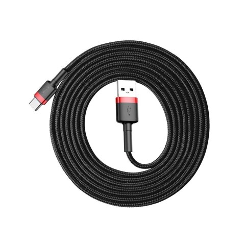 Baseus Cafule Cable wytrzymały nylonowy kabel przewód USB / USB-C QC3.0 2A 2M czarno-czerwony (CATKLF-C91) Baseus Cafule Cable wytrzymały nylonowy kabel przewód USB / USB-C QC3.0 2A 2M czarno-czerwony (CATKLF-C91)